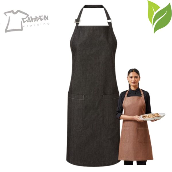 Cotton denim bib apron, organic and Fairtrade certified Thumbnail