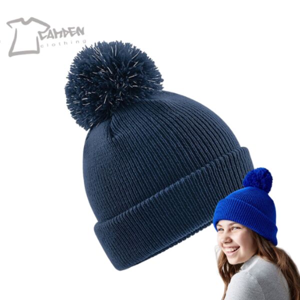 Junior reflective bobble beanie Thumbnail