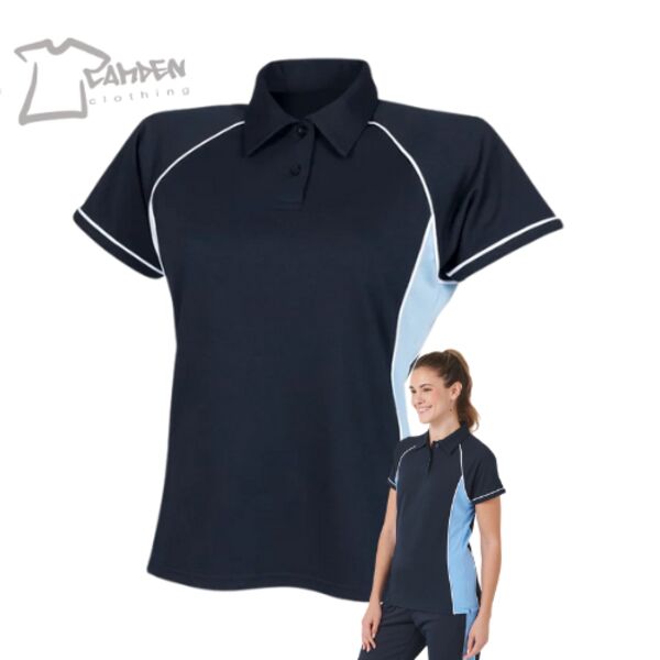 Women's piped performance polo Thumbnail