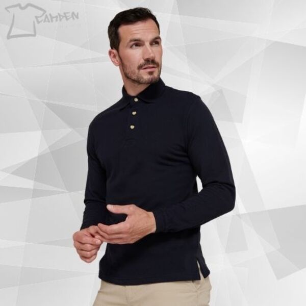 Long sleeve cotton polo shirt Thumbnail