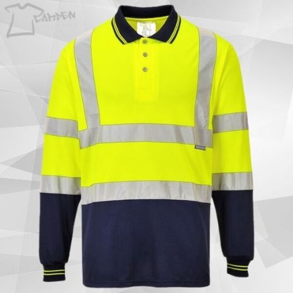 Hi-vis two-tone long sleeve polo shirt (S279) Thumbnail