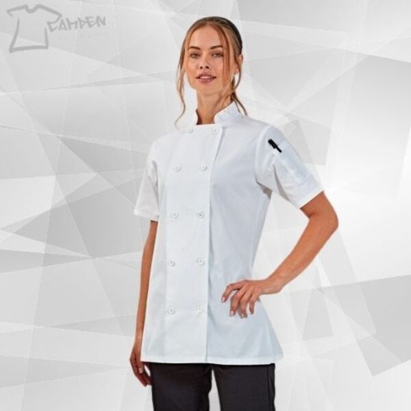 Women's short sleeve chef's jacket Thumbnail