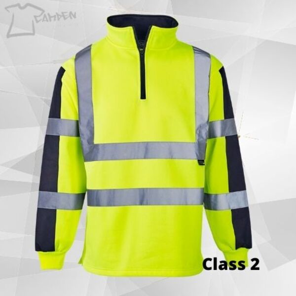 Hi Vis 2 Tone Rugby Shirt -Yellow/Navy Thumbnail