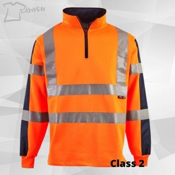Hi Vis 2Tone Rugby Shirt-Orange/Navy Thumbnail