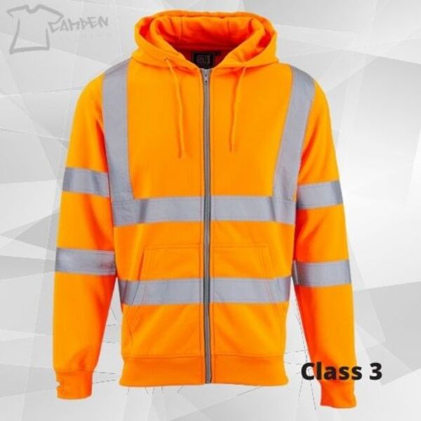 Hi Vis Zip Hoodie -Orange Thumbnail