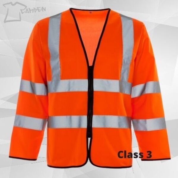 HV Long Zipped Orange Vest with ID & Phone Pocket Thumbnail