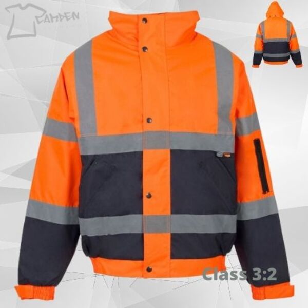 HV 2 tone bomber Jacket orange/blue(mob pkt&bottom zip) C3 Thumbnail