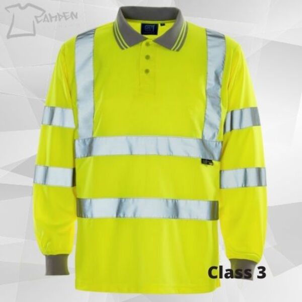 HV Long Sleeve Polo Shirt Yellow BirdEye Std Tape Thumbnail