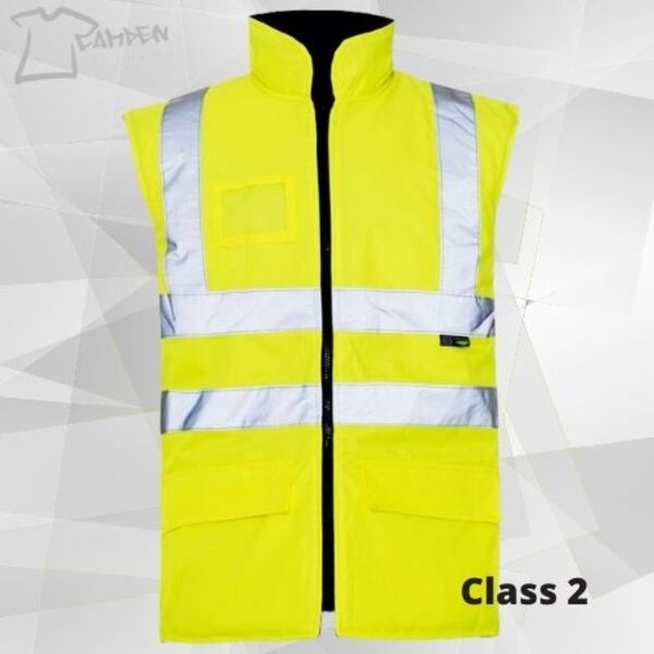 HV Interactive Reversible Twill Lined Bodywarmer Yellow Thumbnail
