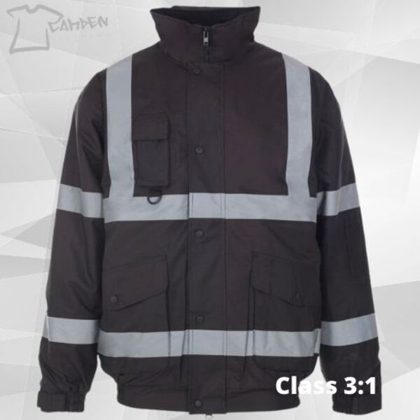 Security Bomber Jacket with Tape - Black Thumbnail