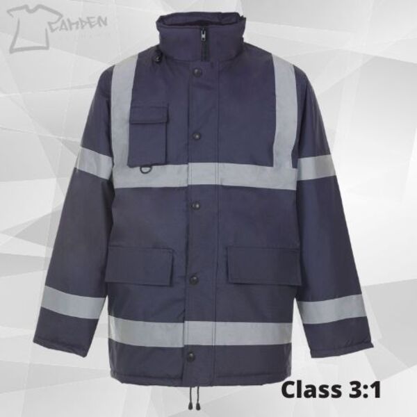 Security Parka Jacket with Tape - Black Thumbnail