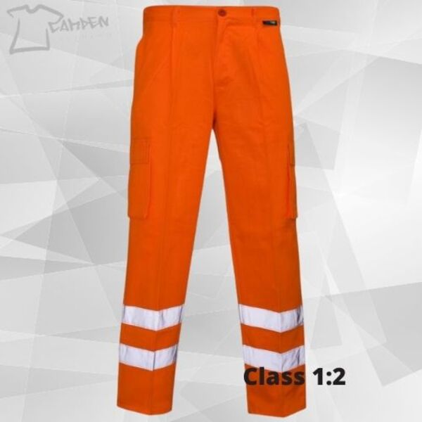 Combat Hi Vis Trouser P C Orange Knee Band 280gsm Thumbnail