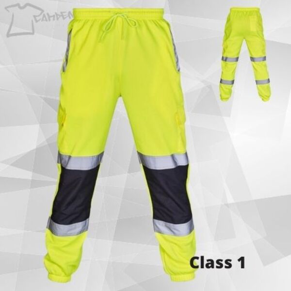 HI VIS 2 TONE JOGGING BOTTOMS YELLOW/NAVY Thumbnail