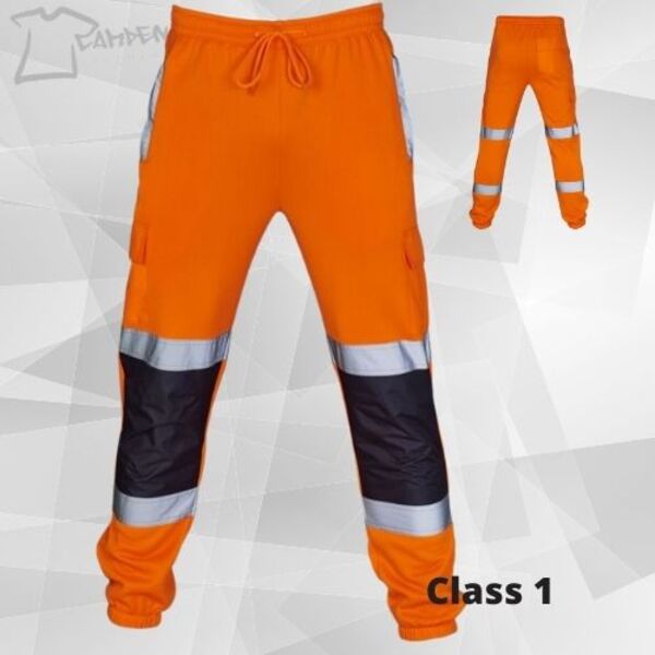 HI VIS 2 TONE JOGGING BOTTOMS ORANGE/NAVY Thumbnail