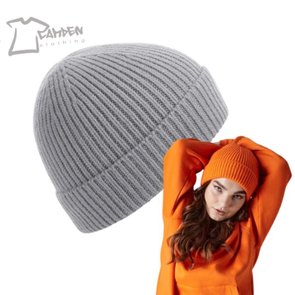 Engineered knit ribbed beanie Thumbnail