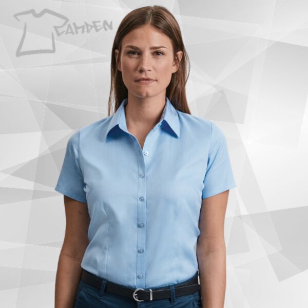 Women's short sleeve herringbone shirt Thumbnail