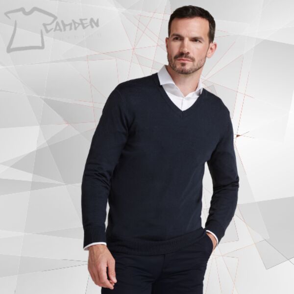 Cashmere touch acrylic v-neck jumper Thumbnail