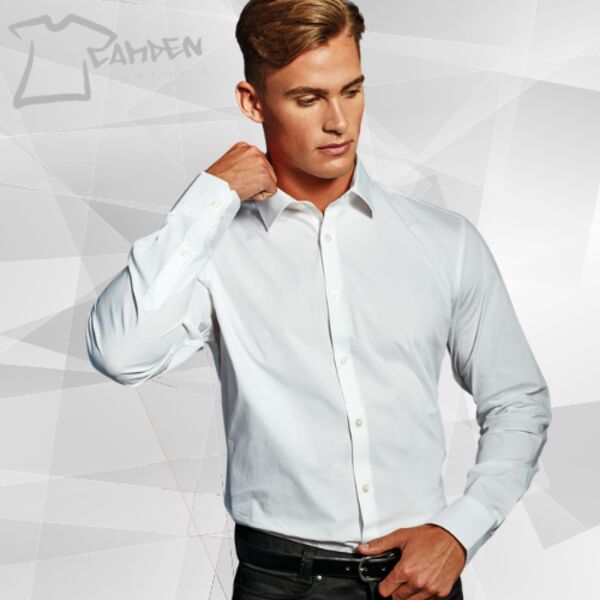 Stretch fit cotton poplin long sleeve shirt Thumbnail