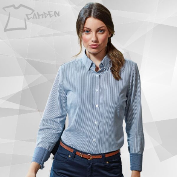 Women's cotton-rich Oxford stripes blouse Thumbnail