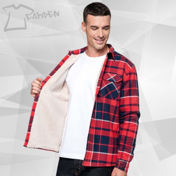 Sherpa-lined checked shirt jacket Thumbnail