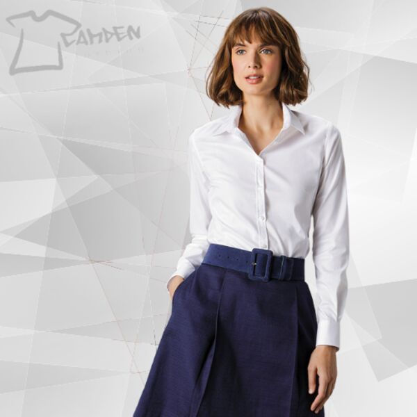 Women's stretch Oxford shirt long-sleeved (tailored fit) Thumbnail