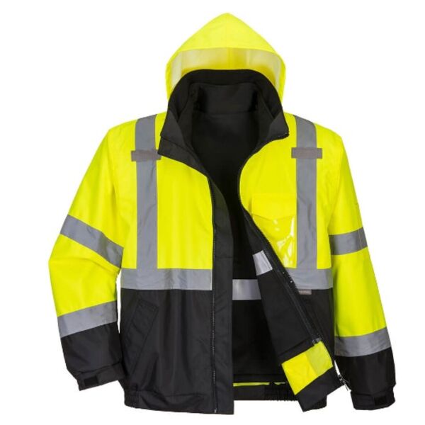 Hi-Vis 3-in-1 Contrast Premium Bomber Jacket Yellow/Black Thumbnail
